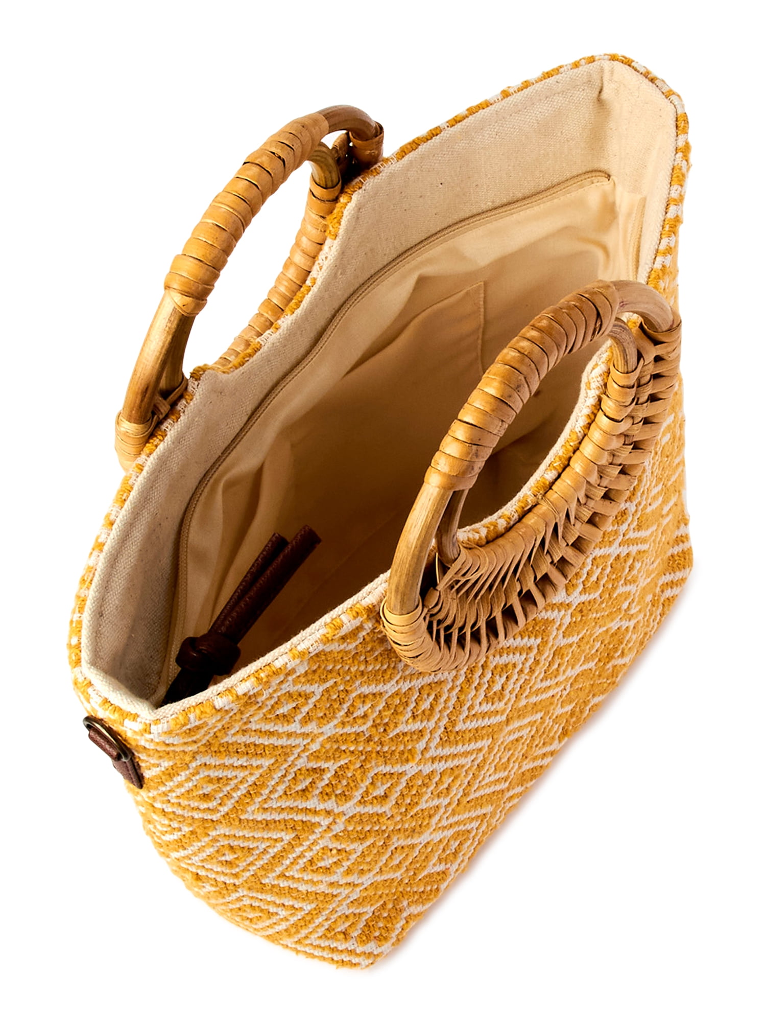 Twig & Arrow Women's Adult Crossbody Tote Bag with Wicker Handles Natural