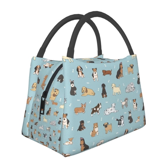 Vsdgher Dog Pets Print Insulated Reusable Bags with Sturdy Zipper and Handles, Foldable Totes for Hot or Cold Food Bring or Delivery
