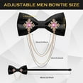 thumbnail image 5 of MENDENG Black Bow Tie Pre-Tied Adjustable Men Bow Ties Rhinestones Chain Bowties Formal (Gold/Pink), 5 of 6