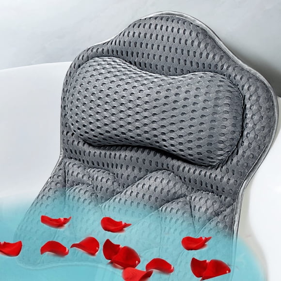Almohada de baño para bañera con fuertes ventosas antideslizantes y cómoda almohada de baño 3D AirMesh para mujeres y hombres