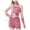 Pink, variant on Xudanell Toddler Outfits for Girls Light Sequin Glitter Crewneck Top Shorts Sets Tassel Split Summer Dance Clothes