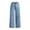 Blue, variant on Women's Cherry Embroidered Jeans, Vintage Washed Distressed Denim Pants, Mid Rise Straight Leg Stretch Jeans for Casual Wear, Retro Style and Daily Outfits Blue L