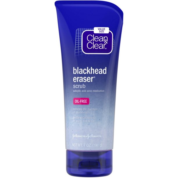 CLEAN & CLEAR Blackhead Eraser Facial Scrub with 2 Salicylic Acid Acne Medication, OilFree