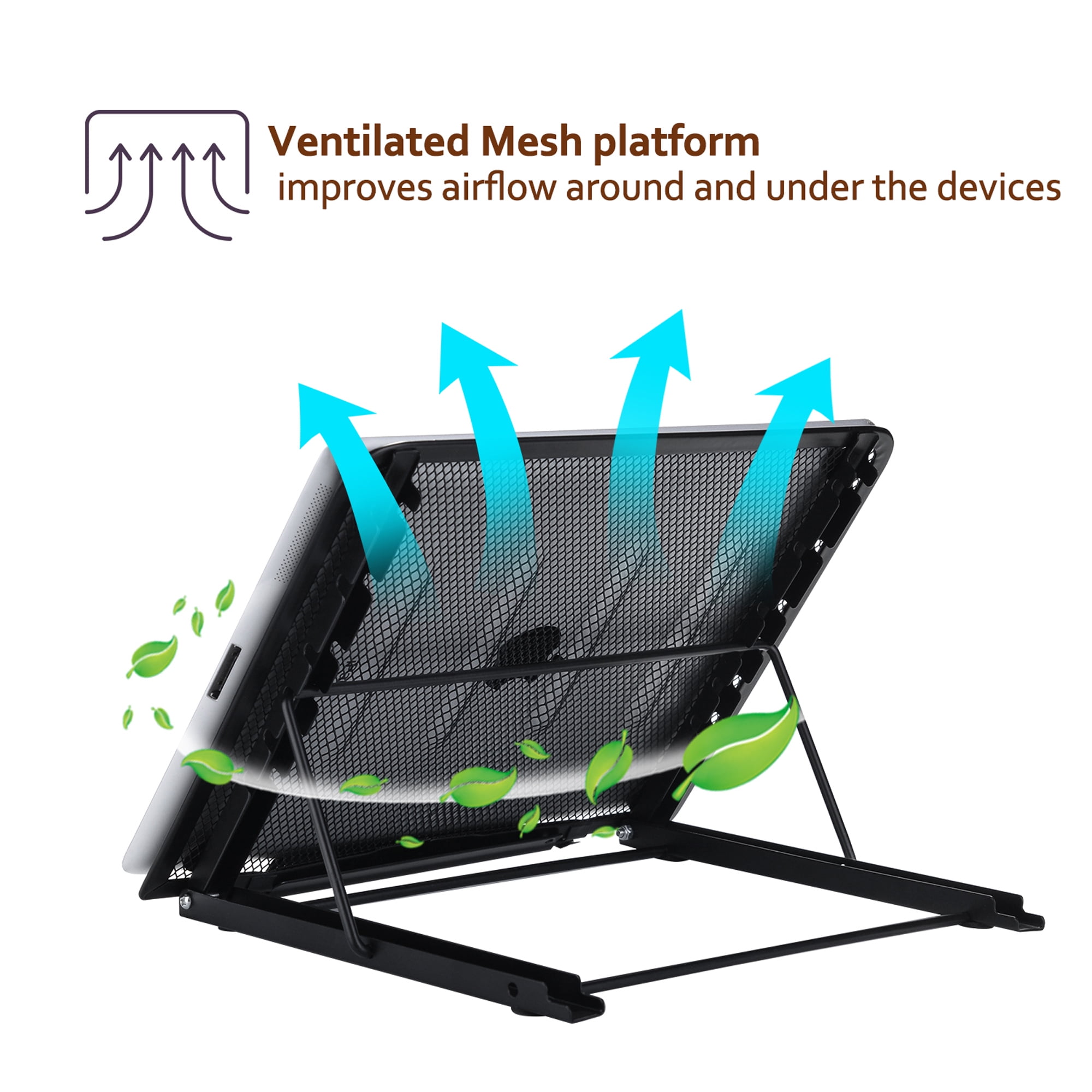 Metal Laptop Desktop Stand Folding Portable Mesh iPad Holder Adjustable Support 