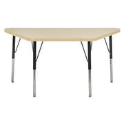 ECR4Kids 24in x 48in Trapezoid Everyday T-Mold Adjustable Activity Table Maple/Maple/Black - Standard Swivel