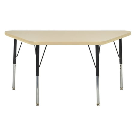ECR4Kids 24in x 48in Trapezoid Everyday T-Mold Adjustable Activity Table Maple/Maple/Black - Standard Swivel