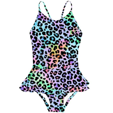 

Toddlers And Baby Girls Sunsuit Swimwear Leopard Printed Sleeveless Summer Beachwear Holiday Vacation Seaside Swimming Wears