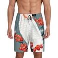 thumbnail image 1 of Balery Cockatoo Red Berries Pantalones cortos de pijama de punto de algodón para hombre con cinturilla y bolsillos-Small, 1 of 6