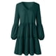 thumbnail image 3 of Vestido de manga larga Prolriy para mujer, vestido maxi con cuello en V para citas y fiestas, verde XXL, 3 of 7