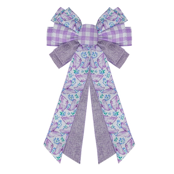 Mecorevxz Large Easter Bow for Wreath, He is Risen Religion Wreath Bow for Front Door Indoor Outdoor Wall Tree Topper Decoration Party Supplies Hanging Ornament Bow(C)