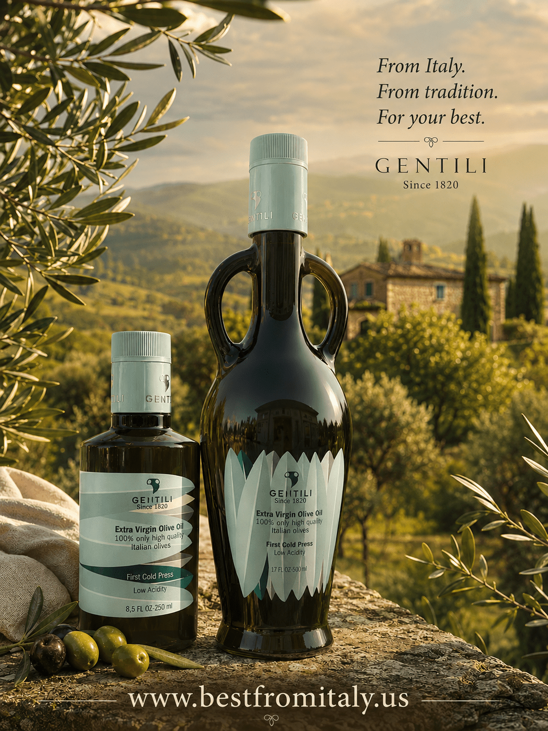 Extra Virgin Olive Oil - Gentili - Amphoras bottle 500ml