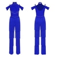 thumbnail image 1 of inlzdz Women's Rumba Latin Dance Rhinestones Sleeveless Tassel Jumpsuit Rompers Royal Blue M, 1 of 9