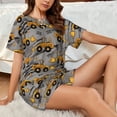 thumbnail image 4 of Sikiie Retro Excavator Womens Pajama Sets Short Sleeve Top With Pants Sleepwear 2 Piece Lounge SetLarge, 4 of 6