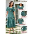 thumbnail image 6 of ROSE ROUND Summer Dresses For Women Casual V Neck Sundress Smocked Tiered Midi Dress Flutter Flowy Solid Short Sleeve Dress （Turquoise，S), 6 of 6