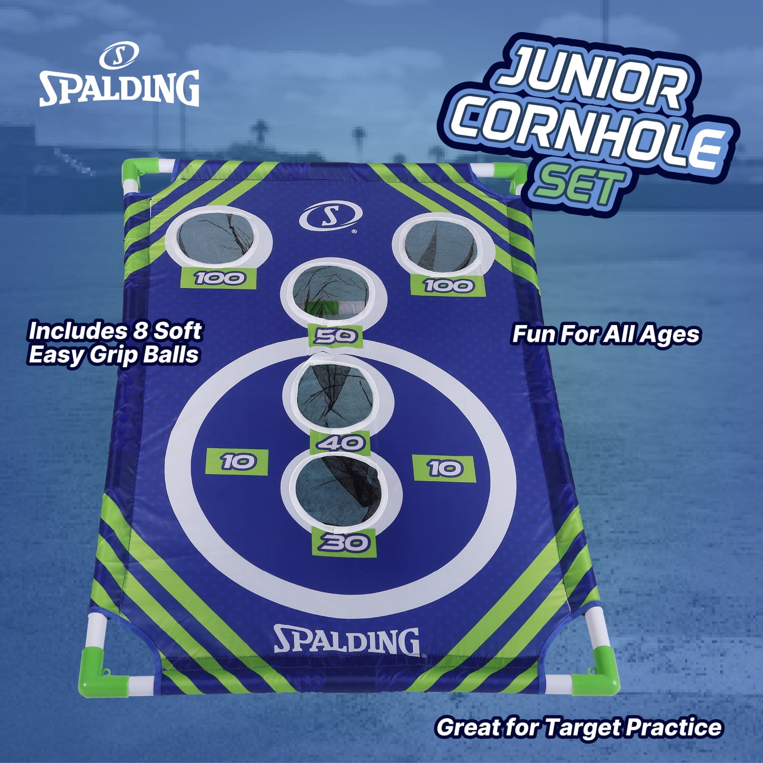 Spalding Portable Cornhole Set with Collapsible Cornhole Boards and 8 Cornhole Balls – Perfect for Yard Toss Games, Indoor or Outdoor Camping Fun for All Ages.