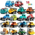 thumbnail image 3 of (6 pack) Joyfy 18 Pcs Toy Cars for kids, Friction Pull Back Play Car Vehicle Party Favors, Mini Excavator Toy Trucks for Boys 2 3 4 5 6 Years Old, 3 of 9