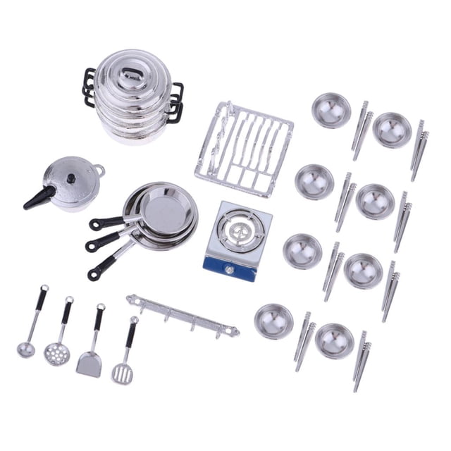 Esquirla 1/12 Dolls House Miniature Kitchen Supplies Metal Kitchenware Cookware Set Model
