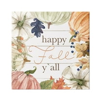 Stupell Industries Happy Fall Y'all Phrase Holiday Painting Gallery Wrapped Canvas Print Wall Art, 17 x 17