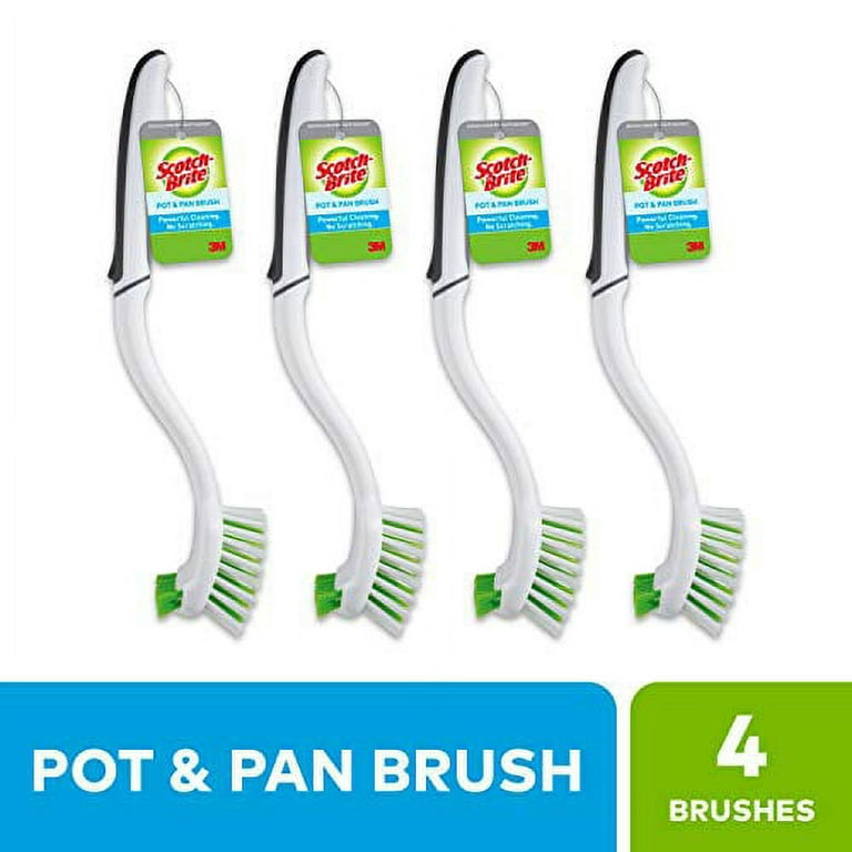 Scotch-Brite Pot and Pan Brush, Dish Brush for Cleaning Kitchen and  Household, Dish Brushes Safe for Cookware and More, 4 Dish Brushes