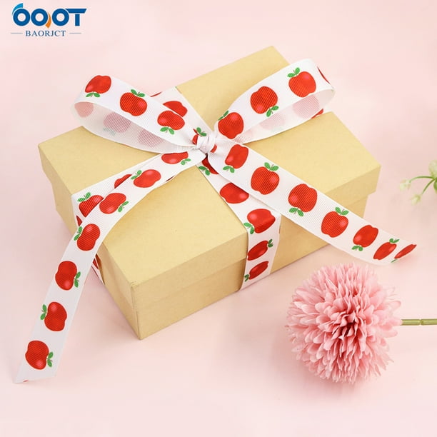 1 rollo de cinta de regreso a clases con patrón de manzana para manualidades, decoración escolar para graduación, día del maestro y festivos.