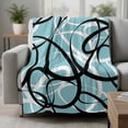 thumbnail image 2 of Aqua Geometric Blanket Soft Cozy Warm Throw Blanket for Couch, Plush Fuzzy Flannel Fleece Blankets for Sofa, Modern Black White Striped Abstract Lines Bed Blankets Lightweight Gifts for Men, 40"x50", 2 of 9
