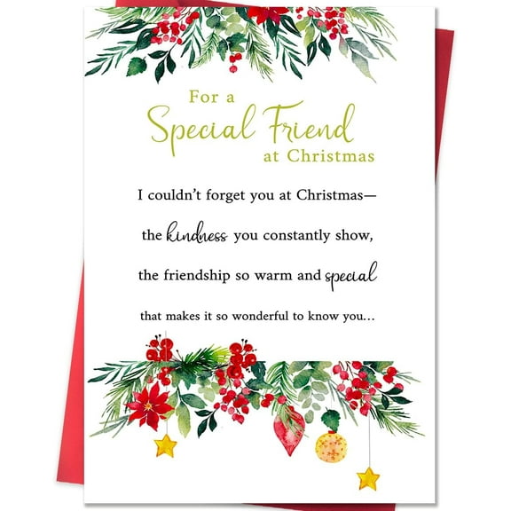 Special Friend Christmas Card – Heartfelt Message with Festive Design – Envelope Included – Perfect for Holiday Greetings and Friendship Wishes