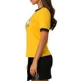 thumbnail image 4 of MODA NOVA Junior's Cotton Cat Print Color Block Short Sleeve T-Shirt Yellow S, 4 of 5