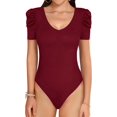 thumbnail image 2 of Xishao Body para mujer con cuello en V profundo y manga corta abombada, ajuste entallado, blusa casual elegante Xishao ropa, 2 of 2