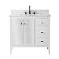thumbnail image 5 of Vanity Art 36" Double Door Bathroom Vanity with Sink, Freestanding Storage Cabinet with Engineered Marble Top, Flip Down Tray, Drawer, and Shelf, 5 of 7