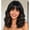 Black Mixed Brown, variant on Highlights Wig with Bangs for Women,14 Inch Wavy Bob Hair | Face-framing,Soft highlights waves,Lightweight,Beginner friendly,Trimmable natural bangs,Adjustable,Easy daily wear,party