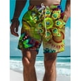 thumbnail image 4 of Bañador con estampado 3D de flores para hombre, pantalones cortos elásticos con cordón, estilo hawaiano, para vacaciones y playa, 4 of 4