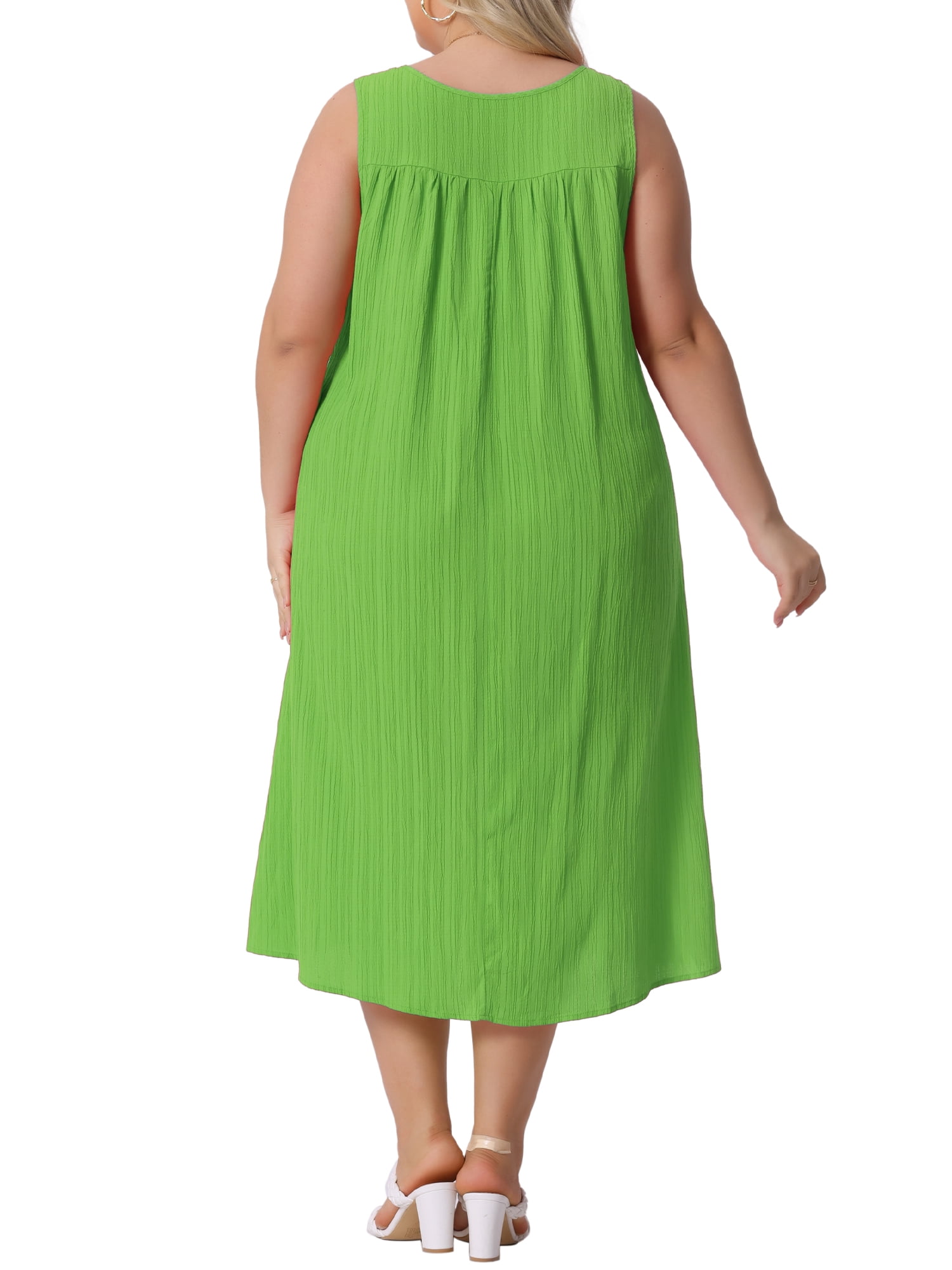 DARING DIVA Women's Plus Size Summer V Neck Sleeveless Beach Dress 3X Grass Green