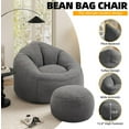 thumbnail image 5 of DEALTOPS Bean Bag Sofa Chair with Footrest, Foam-Filled Comfy Lounge Chair for Living Room, Bedroom, Dorm & Nursery, Gray, 5 of 7