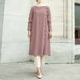 thumbnail image 2 of Elegant Women's Long Sleeve Button Down Abaya Casual Dress for Dubai Fashion, 2 of 5