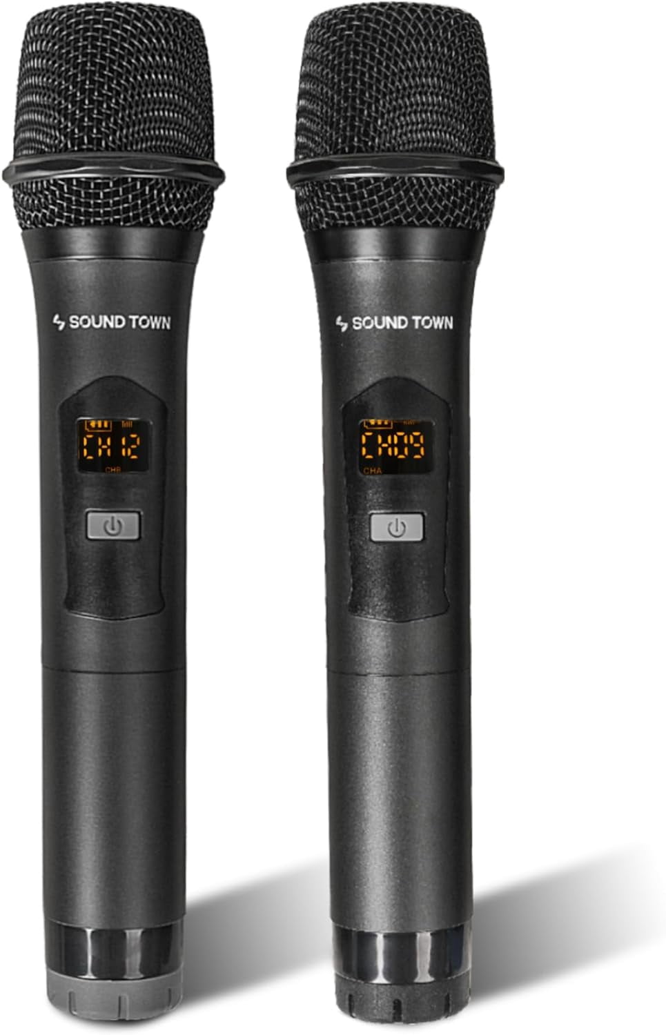Sound Town 100 Channels Wireless Microphone Karaoke Mixer System with 2 Metal Handheld Microphones, Optical (Toslink), AUX, for Smart TV, Home Theater, Sound Bar (SWM16-2MEGA)