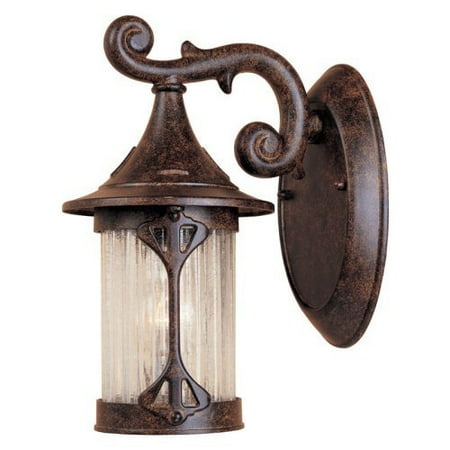 Designers Fountain Canyon Lake - One Light Outdoor Wall Lantern, Chestnut Finish with Aged Crackle Optic Glass