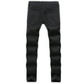 thumbnail image 2 of SWSMCLT Men's Jeans Ripped Denim Pants Soft Summer Mid Rise Trousers Long Pant Slim Fit Fashion Hole Distress Black 36, 2 of 4