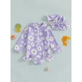 thumbnail image 5 of Michellecmm Toddler Girls Rash Guard Swimsuit Rompers Long Sleeve Floral Print Baby Ruffles Bathing Suit Swimwear with Swim Cap, 5 of 9