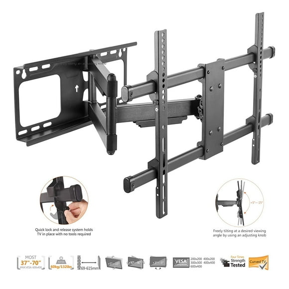 DURAMEX (TM) Full Motion LCD LED PLASMA TV WALL MOUNT, SCREEN BRACKET,37 40 42 46 50 55 60 65 70 RCA HISENSE LG SAMSUNG