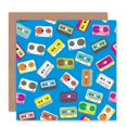 thumbnail image 1 of Tape Cassette Retro Music Colourful Pattern Texture Greetings Card Plus Envelope Blank inside, 1 of 3