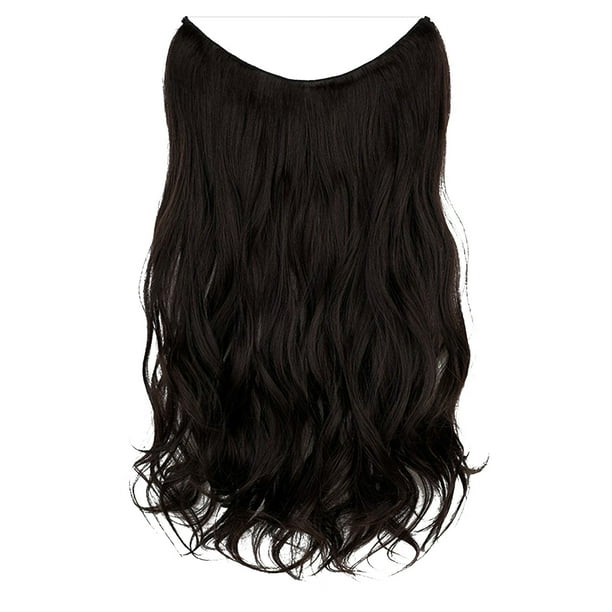 Peluca de moda para mujer, cabello largo y rizado, grande, natural, de una sola pieza con extensión de línea de pescado y tocado.
