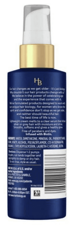 Hair Biology Silver Shine Serum with Biotin fl oz. Moisture and Shine. Smooths, Softens and Healthy Glow. Formulated for Color-Treated Gray Hair. Hair Biology Silver Shine Serum with Biotin fl oz. Moisture and Shine. Smooths, Softens and Healthy Glow. Formulated for Color-Treated Gray Hair.