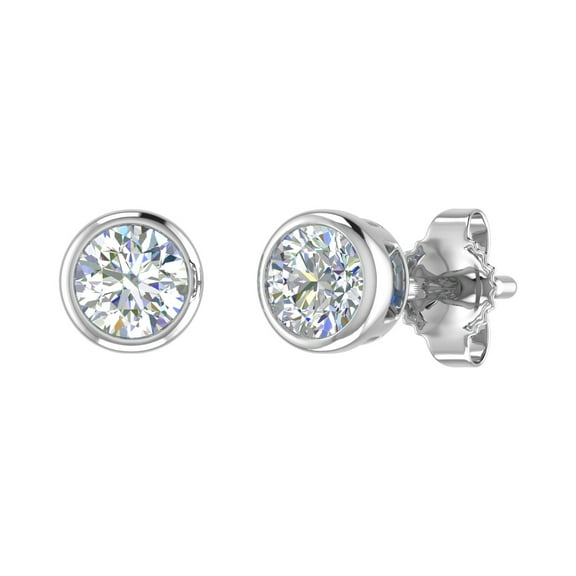 1/2 Carat Diamond Stud Earrings in 14K White Gold - IGI Certified