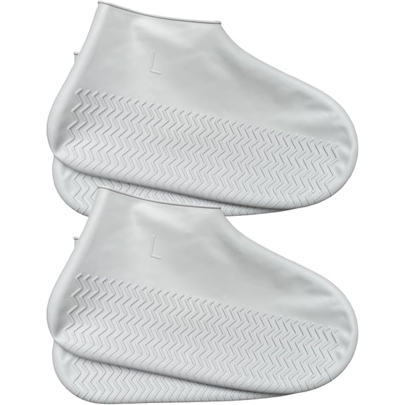 Waterproof Shoe Covers 2 Pairs,Rain Shoe Covers Reusable Silicone Non Slip Shoe Covers for Outdoor,Rain Shoe Covers for Women and Men (Gray, Large)