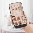 thumbnail image 2 of Small Travel Jewelry Boxes, Portable Jewelry Organizer Display Storage boxes for earrings, rings, necklaces, jewelry boxes for women (Black), 2 of 6