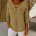 thumbnail image 2 of successthop Plus Size Sweaters for Women Loose Bow Crewneck Tunic Tops Long Sleeve Pullover Knitwear Solid Clothes Brown, 2 of 6