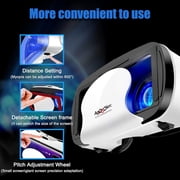 VR Headset with Controller Adjustable 3D VR Glasses Virtual Reality Headset HD Blu-ray Eye Protected Support 5~7 Inch for Phone/Android