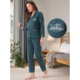 thumbnail image 2 of DARING DIVA Cotton Pajamas Long Sleeve Lounge Sets Button Down Pants 2XL Lake Blue, 2 of 7