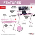 thumbnail image 3 of Carbon Computer Gaming Desk with Shelving, Pink, 3 of 5