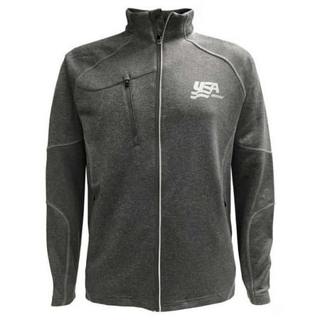 USA Hockey Men's Zip Gravity Performance Fleece Jacket Athletic Sweatshirt Gray